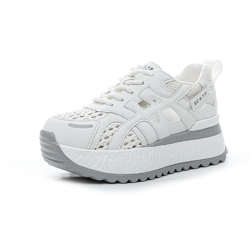 Giày sneaker nữ đế dày tăng chiều cao, phong cách thể thao, chất liệu lưới dệt thoáng khí, mẫu mới hè 2026 — M2858 Màu tím, M2858 màu be, M2858 màu xanh lam