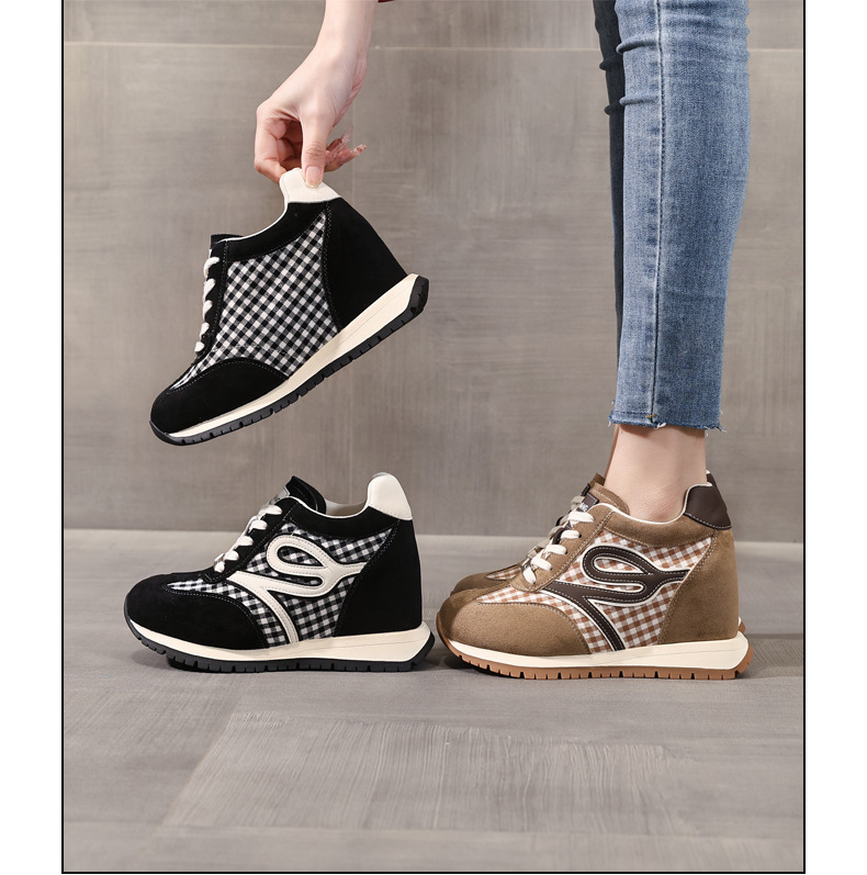 Giày sneaker nữ đế dày tăng chiều cao, phong cách thể thao giải trí — màu đen chi tiết 17