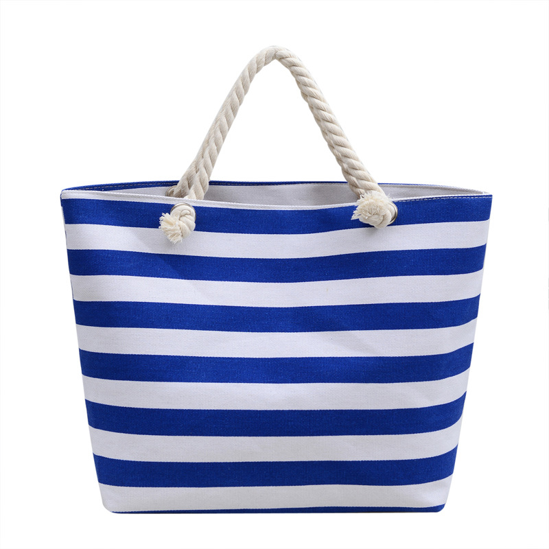 Bolsas de lona a rayas de moda transfronterizas, bolsas de mano japonesas de gran capacidad, bolsas de hombro, bolsas de hombro en stock.