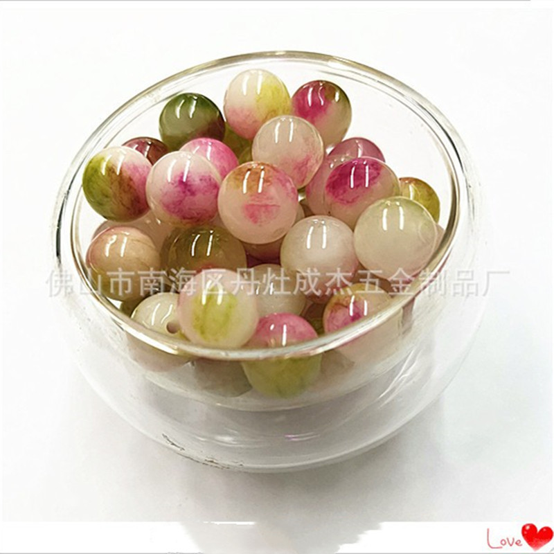 旗袍扣头钮扣水蜜桃鸳鸯色散珠圆珠 diy玉石饰品配件汉服旗袍纽扣