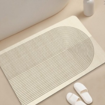 Japanese Striped Diatomite Bath Mat Non-slip Quick-drying Floor_voghion.com