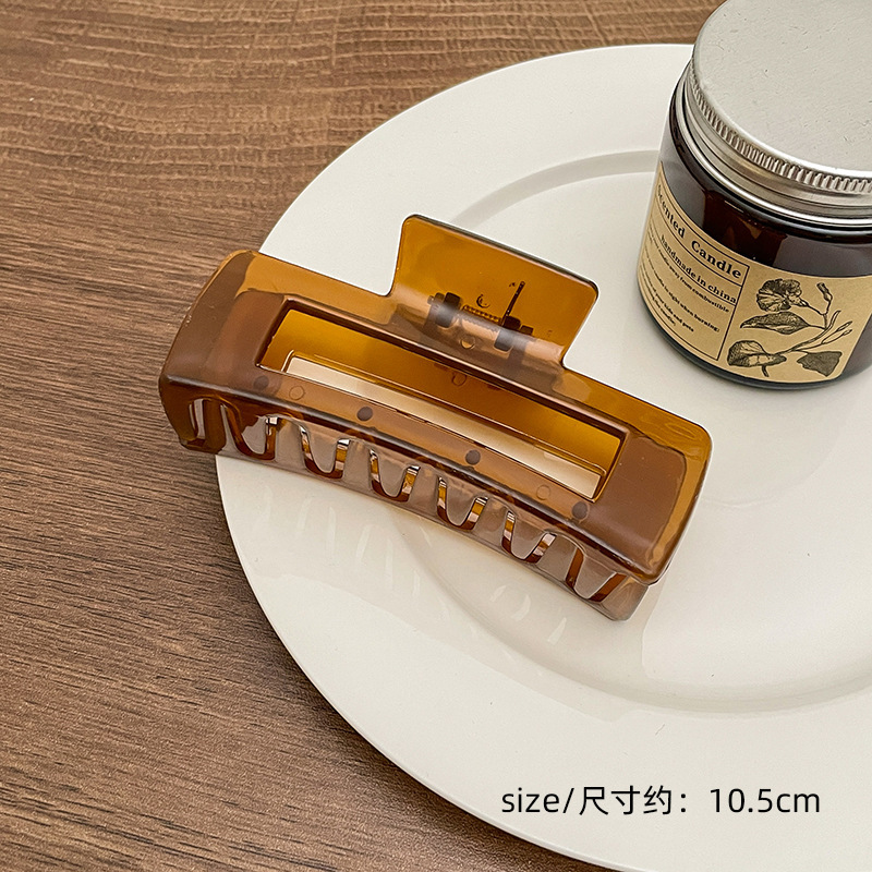 Milk Brown horquilla grande hacia atrás cabeza clip de pelo tocado de las mujeres principios de primavera de alto grado updo tiburón horquilla