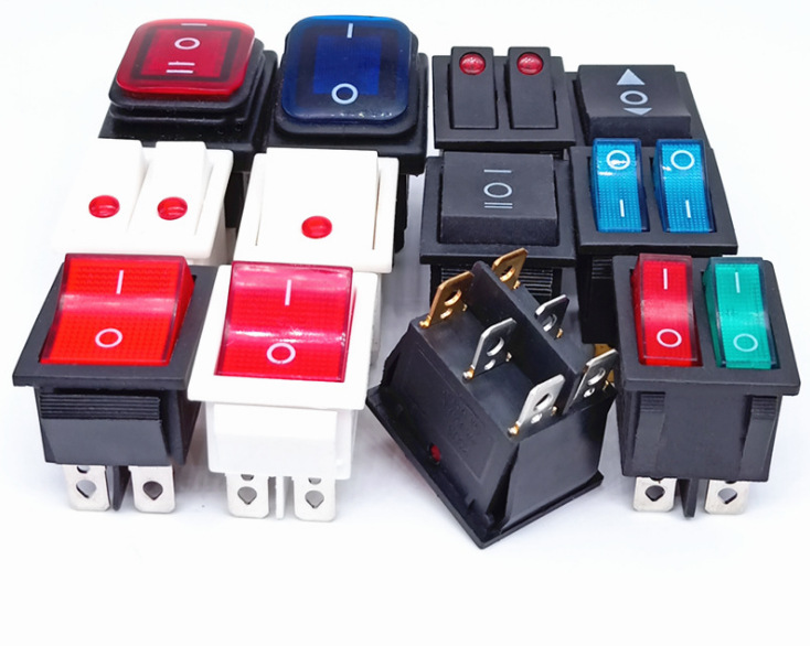 直销圆形船型开关KCD1-104四脚两档白色上圆下方翘板电源开关