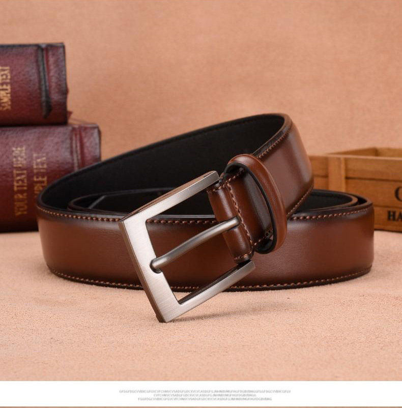 Genuine Cowhide Leather Belt For Men Casual Business Style_voghion.com