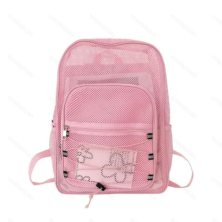 跨境热销运动沙滩背包透明网眼夏季双肩包初高中生大容量学生书包