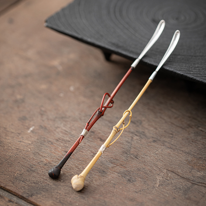 Retro handmade bamboo tea pie natural bamboo tea steak Six gentlemen tea ceremony accessories tea picker tea spoon tea lotus