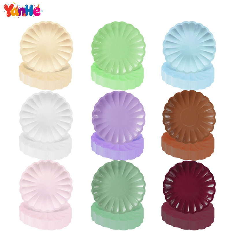 Solid Color Lace Disposable Dinner Plates, Special-Shaped Paper Plates, Cake Plates, Party Supplies, Decoration Set, Arrangement Props