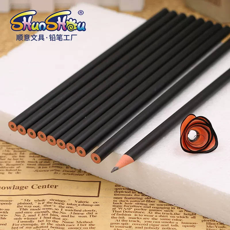 铅笔厂家HB铅笔制定logo批发黑色环保圆杆儿童写不断外贸广告铅笔