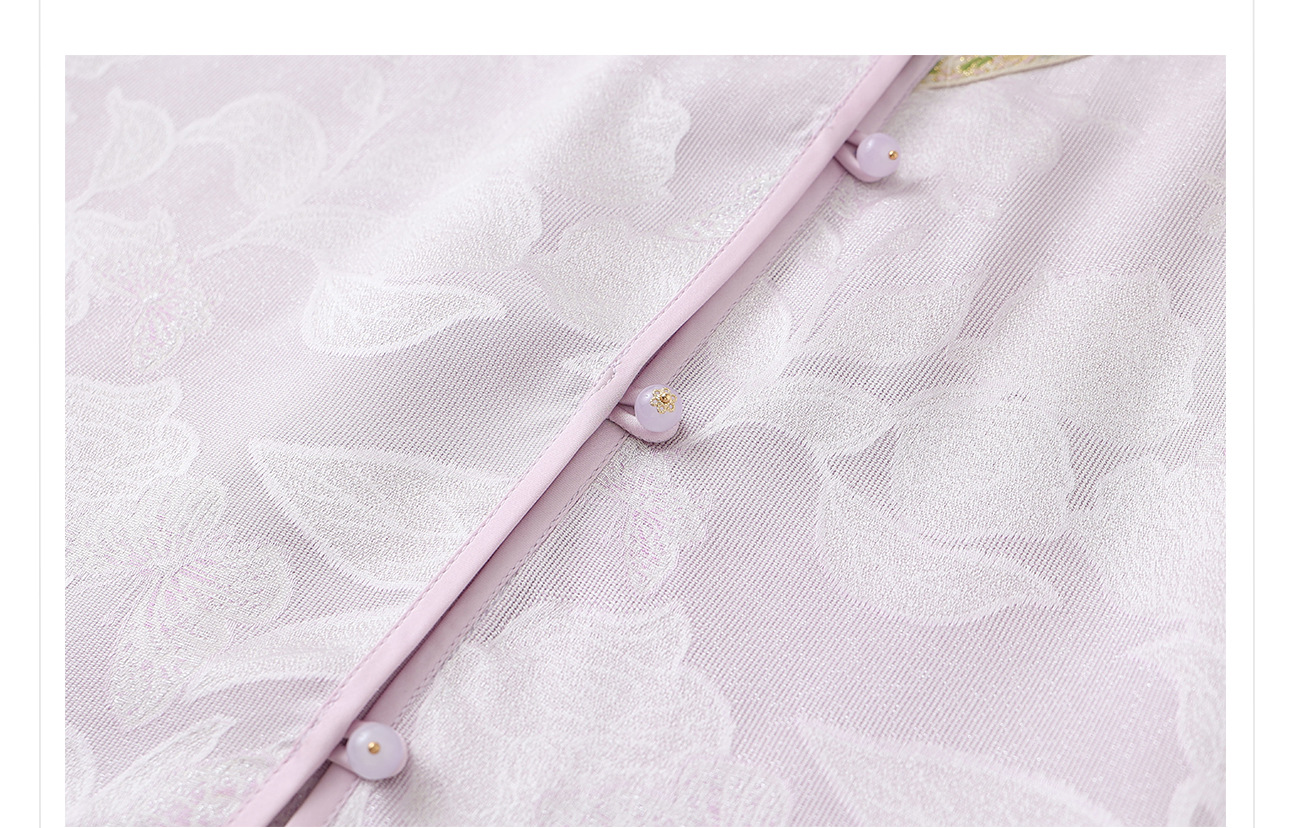 Áo sơ mi nữ thêu hoa kiểu Trung Hoa mới, phong cách cổ điển, nút áo jacquard sang trọng — màu tím nhạt chi tiết 21