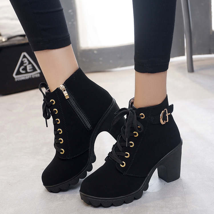 2024 New European and American Foreign Trade Direct Sales Martin Boots Women's Short Boots Thick Heel Short Boots High Heel Naked Boots Women's Boots Dropshipping