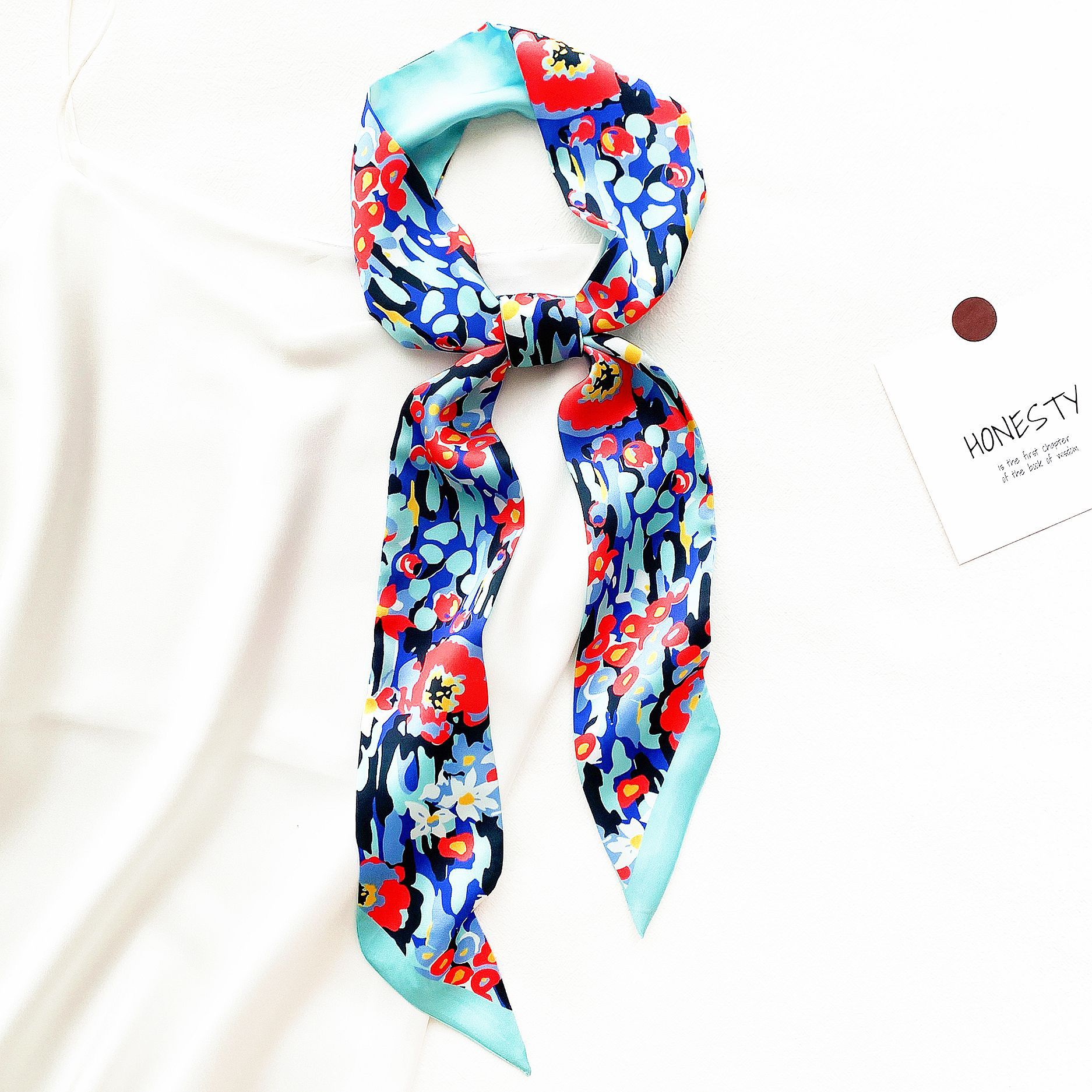Women'S Gender Korean Style Summer Flower And Bird Printed Ladies Decoration Ribbon Hair Band Scarf
