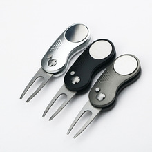 高尔夫果岭叉球童金属球叉铝柄不锈钢弹簧草坪修复工具高尔夫配件