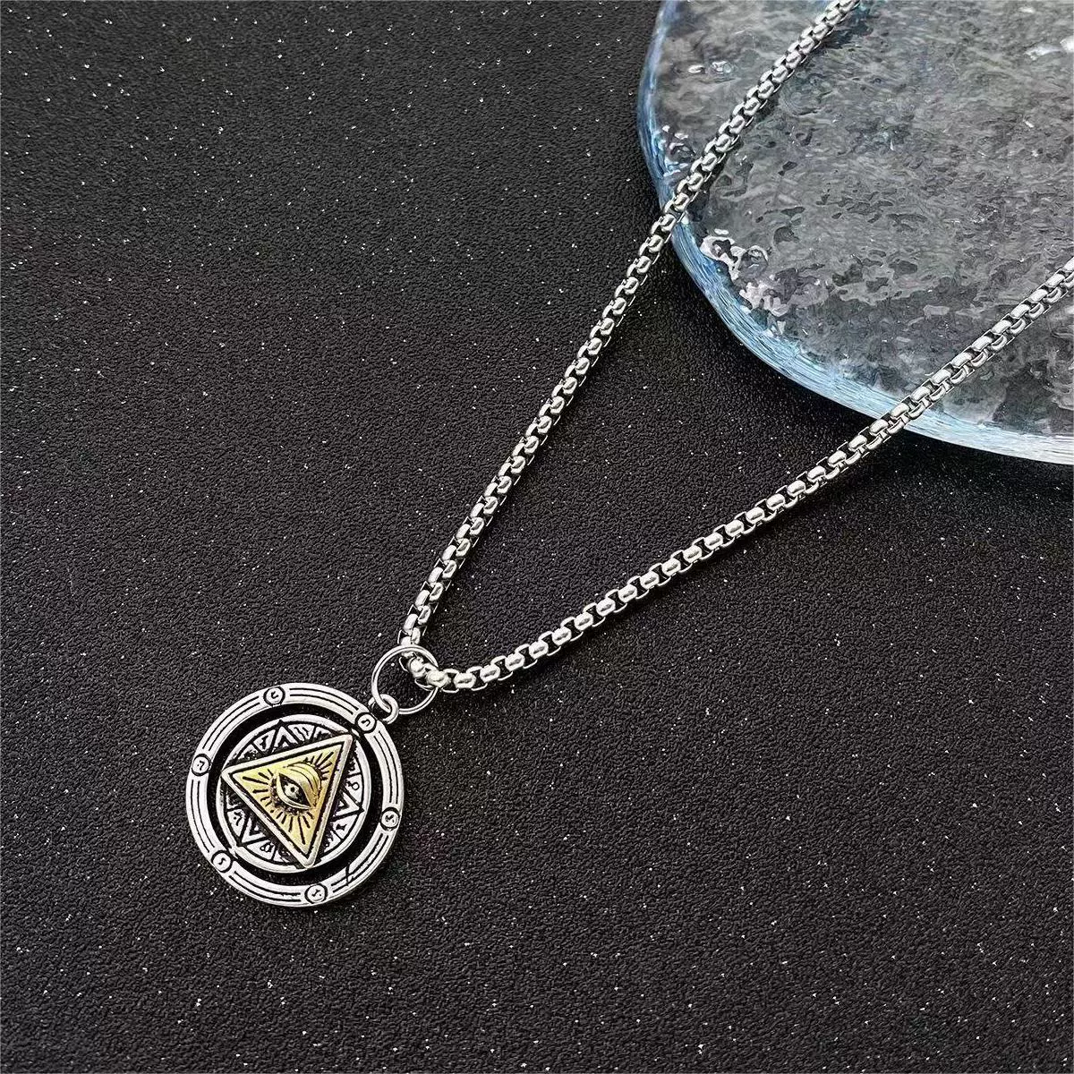 欧美跨境新品吊坠复古埃及风上帝之眼个性时尚帅气嘻哈潮男士项链