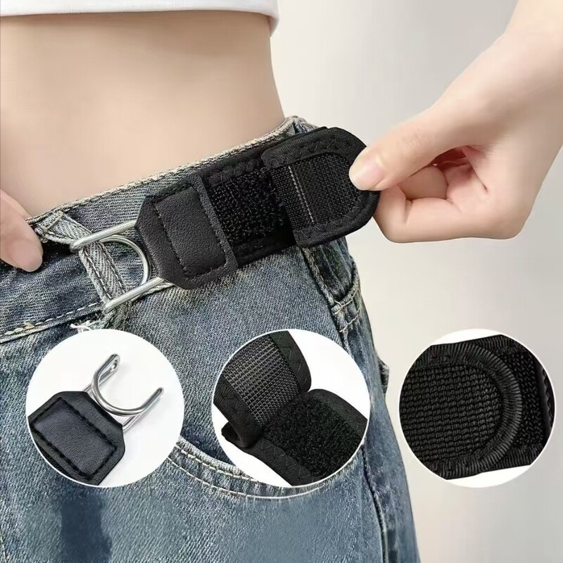 Elastic Metal Hook Belt for Lazy People, Adjustable Velcro Hook and Loop Invisible Stretch Waist Belt, Unisex Elastic Metal Hook Belt for Lazy People, Adjustable Velcro Hook and Loop Invisible Stretch Waist Belt, Unisex