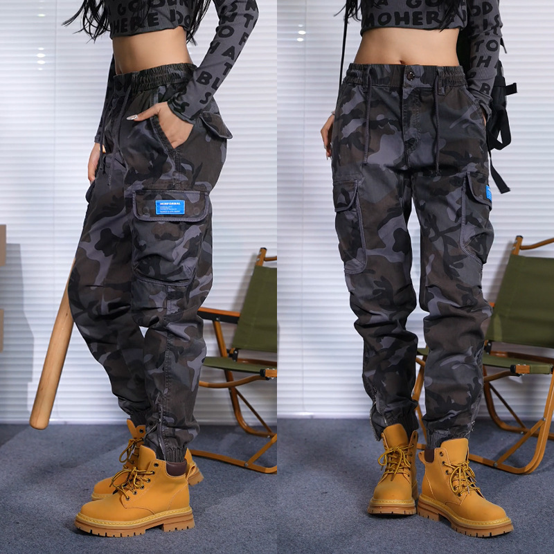New camouflage overalls pants pants casual pants men's simple all-match fashion casual personality design high street style