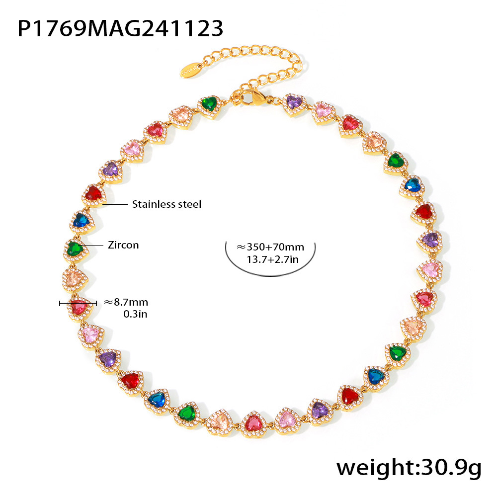 Omaka Love Sparkle circón Pulsera de costura Collar de lujo ligero Temperamento de lujo transfronterizo Color titanio Conjunto de joyería de acero Mujer