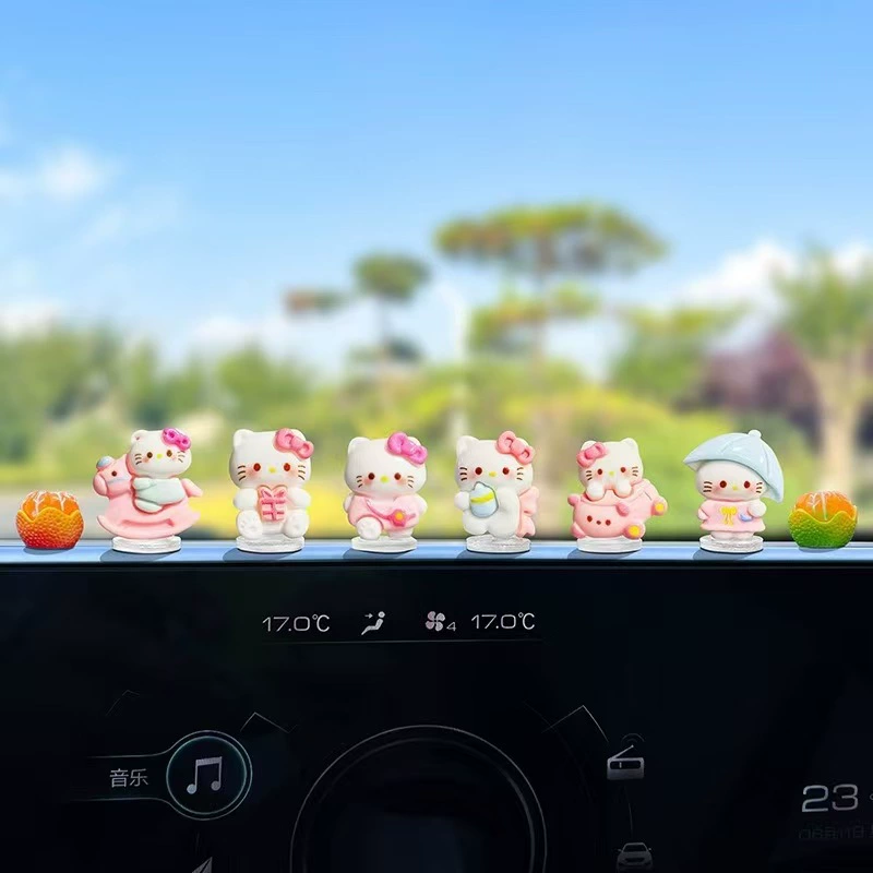 Милые аксессуары для автомобиля в виде кота Hello Kitty KT, маленькие украшения для электромобиля, интерьер автомобиля, украшение центральной консоли