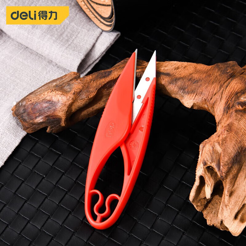 得力(deli)DL358201Z小剪刀裁缝剪子U型剪线头弹簧剪双刃纱剪