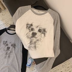 25秋季新款Apm卡通印花线条狗打底休闲宽松时尚减龄女式上衣