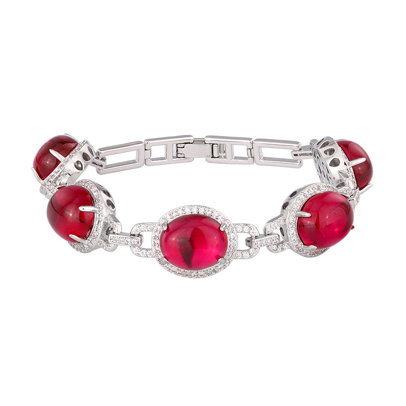 2024 nueva joyería Zhuang Shengsheng, calcedonia verde, simulación fluorescente, corindón, pulsera ovalada, venta al por mayor femenina 10*12