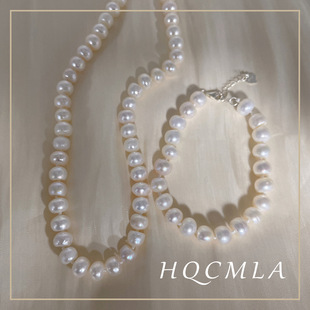 S925 Natural Freshwater Pearl Necklace 2025 New Light Luxury High-end Bracelet Clamps Chain Set Stewed Bun Beads