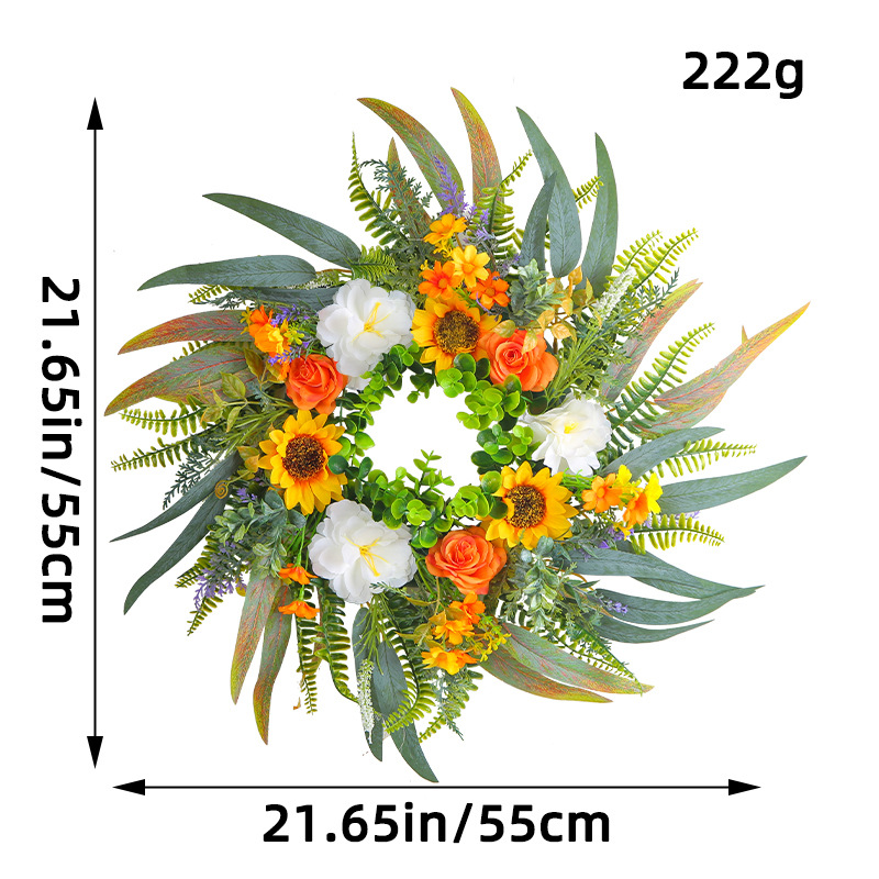 Venta al por mayor verano puerta guirnalda eucalipto colorido guirnalda girasol rosa puerta colgante Amazon estación independiente nuevo producto