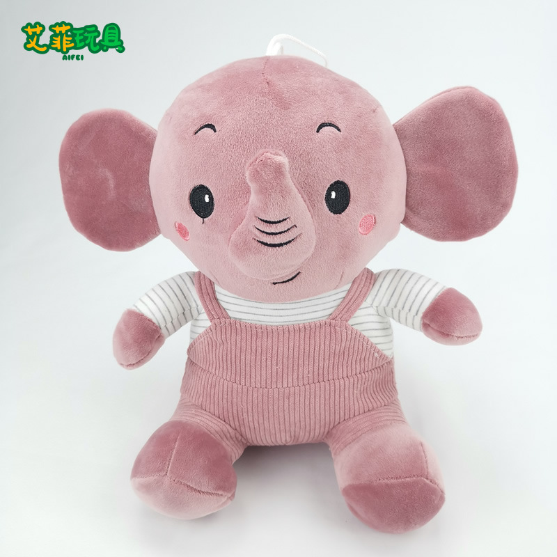 Muñeco de Peluche de Elefante con Overol de Ocho Pulgadas de Felpa Corta