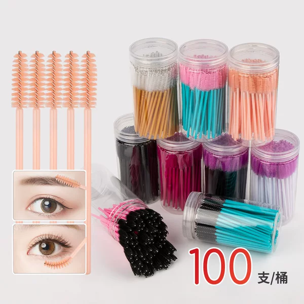 Disposable eyelash brush solid color rod with tube spiral eyebrow brush eyelash small brush tubular 100 barrel wholesale