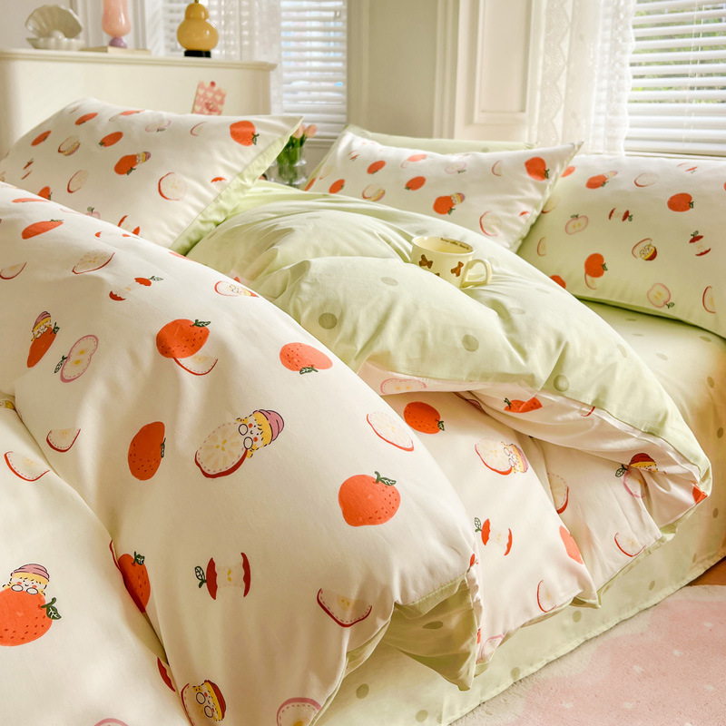 100 algodón cuatro piezas cubierta de cama 2025 nuevo dormitorio de estudiantes sábanas de tres piezas cubierta de cama