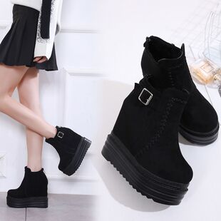 14CM���߸�����¸���ѥŮ�ﶬС���Ӻ�ɫ�������R��ѥ��Ƥ�ɸ�Ь