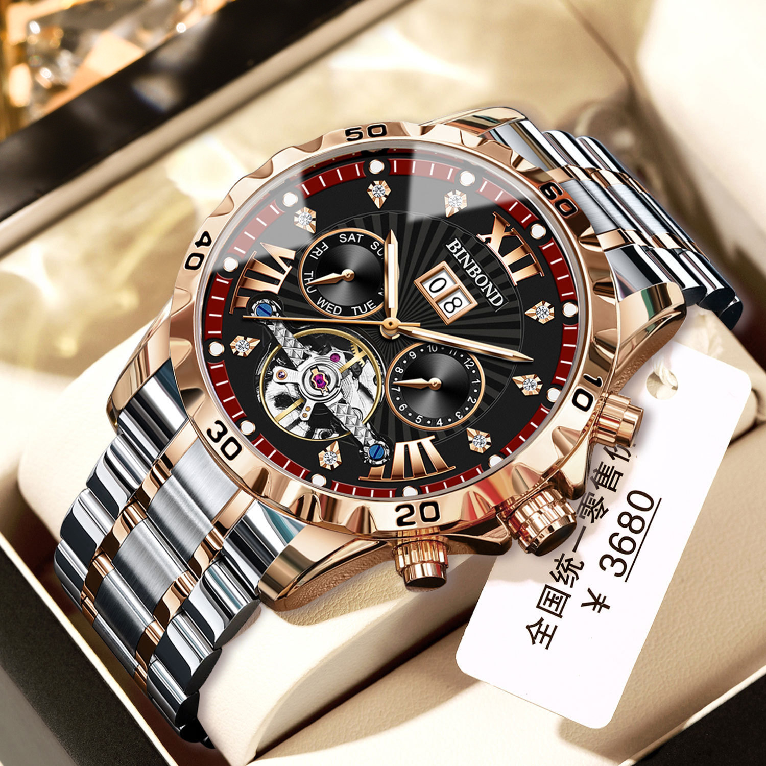 Popular High-End Fully Automatic Hollow Mechanical Watch for Men Waterproof Men's Watch Famous Brand Men's Watch Mechanical One Piece Drop Shipping