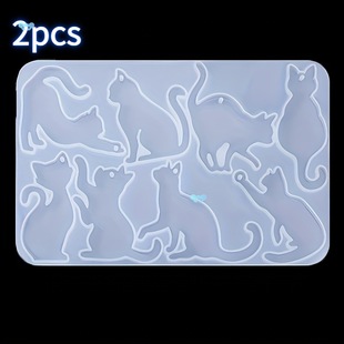 2Pcs Cute Cat Silicone Molds for DIY Resin Earrings Silicone Molds
