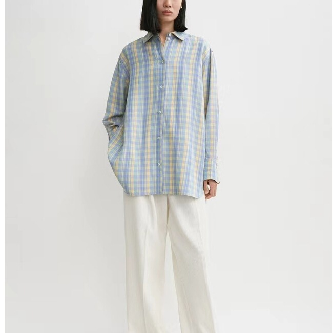 TT2024 Early Autumn New Casual All-match Faded Effect Madras Print Shirt