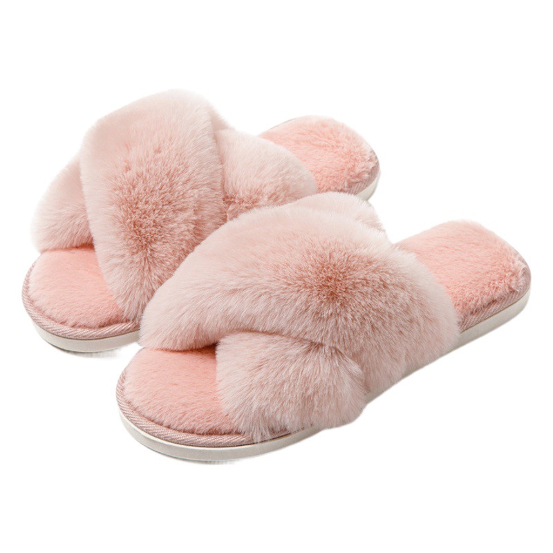 Zapatillas de lana de mujer de punto transfronterizo, ropa exterior de moda, zapatillas de algodón perezosas de felpa de moda para el hogar cruzado