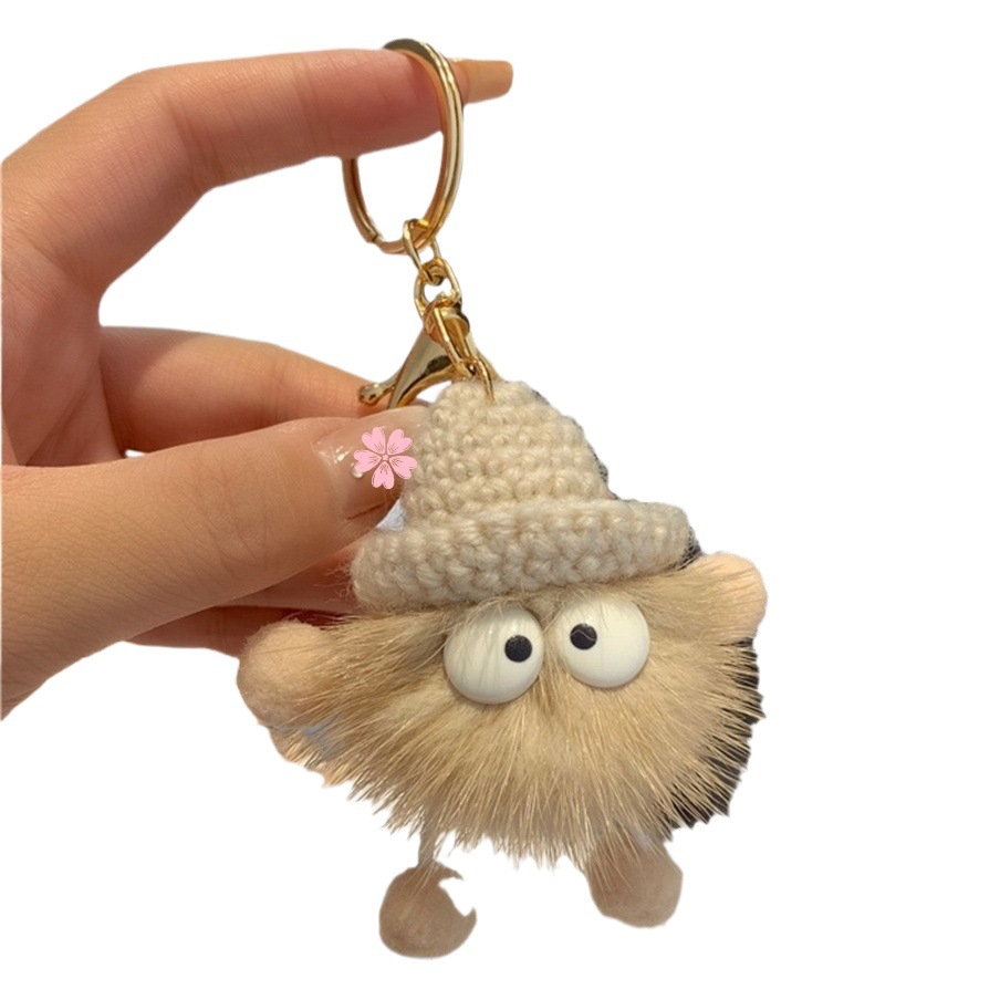 Imitación de piel de visón pequeñas briquetas colgante lindo coche llavero elfo colgante muñeca felpa bolsa colgante mochila colgante