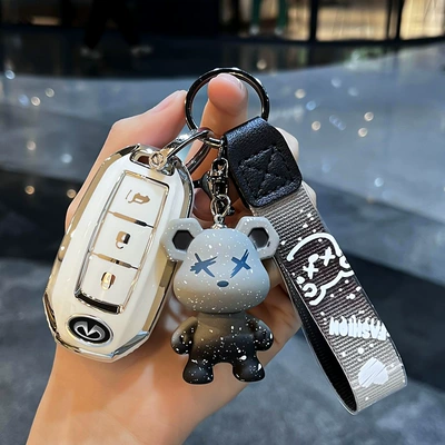 Car key bag: Finidi qx50 key - infiniti-g-smart-3-key-trunk-single-shell-white-gray-violent-bear-pendant