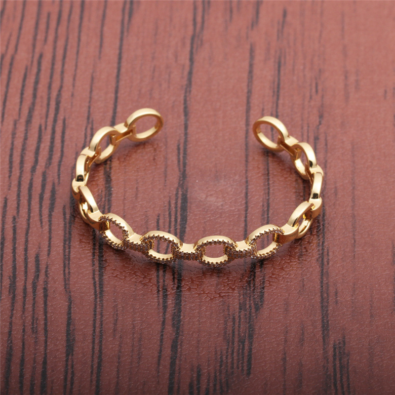 Simple Copper Micro-inlaid Zircon Opening Adjustable Bracelet display picture 4