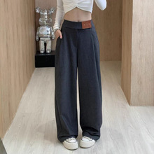 25秋季小罗新款腰头撞色压花字母皮牌装饰休闲百搭直筒长裤908