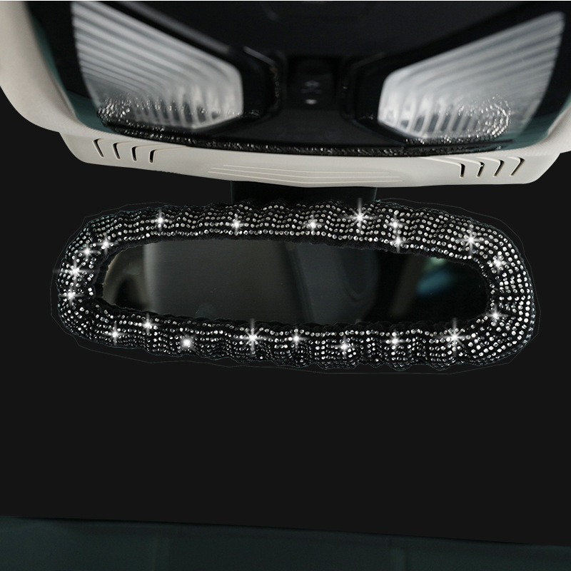 Suministro transfronterizo de diamantes de imitación completo diamante coche retrovisor espejo cubierta diamante-incrustado coche de moda interior espejo retrovisor cubierta interior