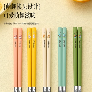 哇噢定制316不锈钢筷子 创意卡通运动款多巴胺马卡龙色分餐家庭筷