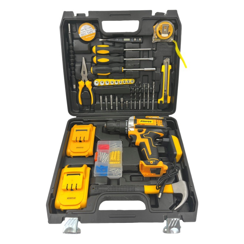 Comercio exterior transfronterizo DW Modelo 21V multi-función de impacto de doble velocidad de Litio taladro eléctrico traje accesorios Caja de Herramientas conjunto completo