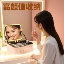 新款2025化妆箱多层分区化妆品收纳包妆带灯镜子出差化妆包大容量
