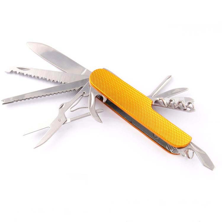 供应多功能不锈钢军刀 氧化颜色铝柄刮花11开军刀 多功能礼品小刀