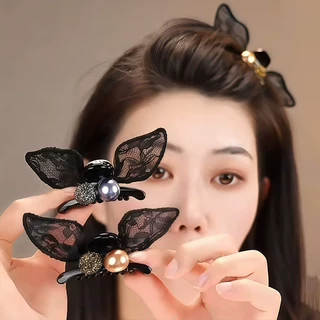 独特漂亮小狗花朵鸭嘴夹发夹后脑勺一字夹大号盘发抓夹鲨鱼夹发卡