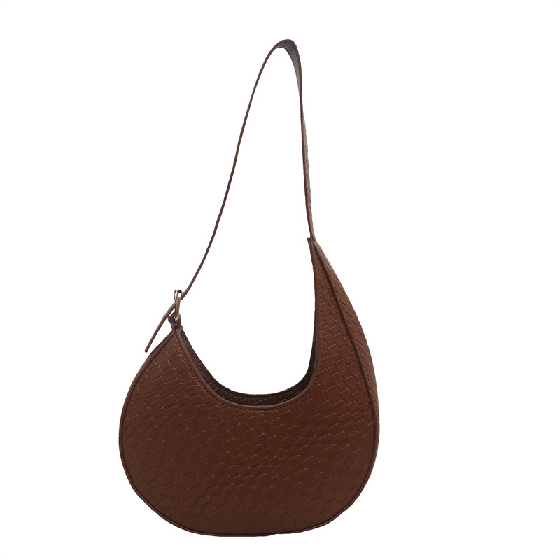 Bolsa de media luna francesa de tejido para mujeres 2025 nueva tendencia correa de hombro ancha textura de moda bolso de hombro bolso debajo de la axila