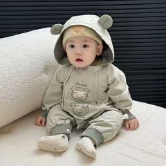 男女宝宝超萌洋气外出爬服哈衣婴儿衣服小熊冲锋衣连体衣外出服潮