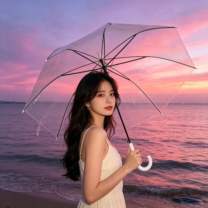 8-Rib Transparent Umbrella, 16-Rib Frosted Long-Handle Umbrella, Promotional Gift Printed Umbrella, Dual-Use Small Umbrella for Adults and Children 8-Rib Transparent Umbrella, 16-Rib Frosted Long-Handle Umbrella, Promotional Gift Printed Umbrella, Dual-Use Small Umbrella for Adults and Children
