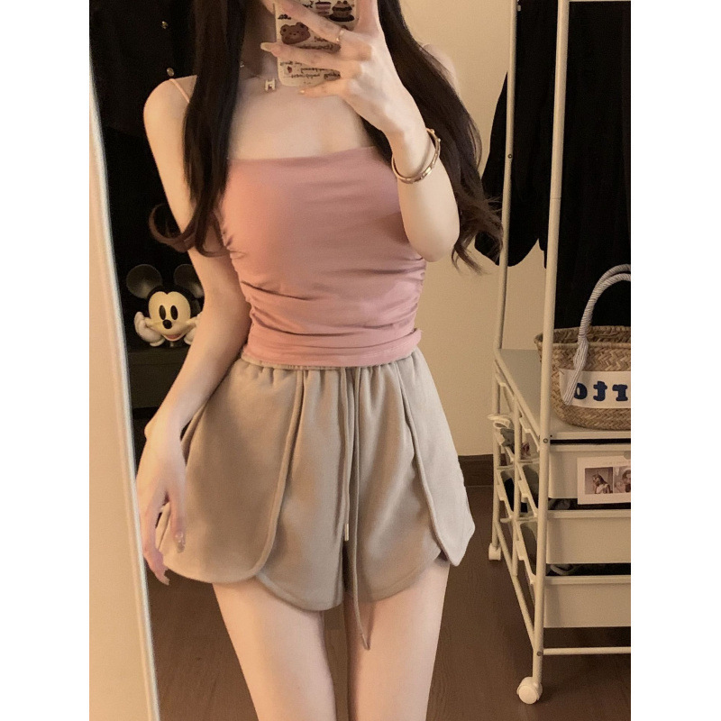 Summer Korean Style Loose Wide-Leg Running Hot Pants for Women Ins Trend Versatile A-Line Waist Sports Casual Versatile Shorts