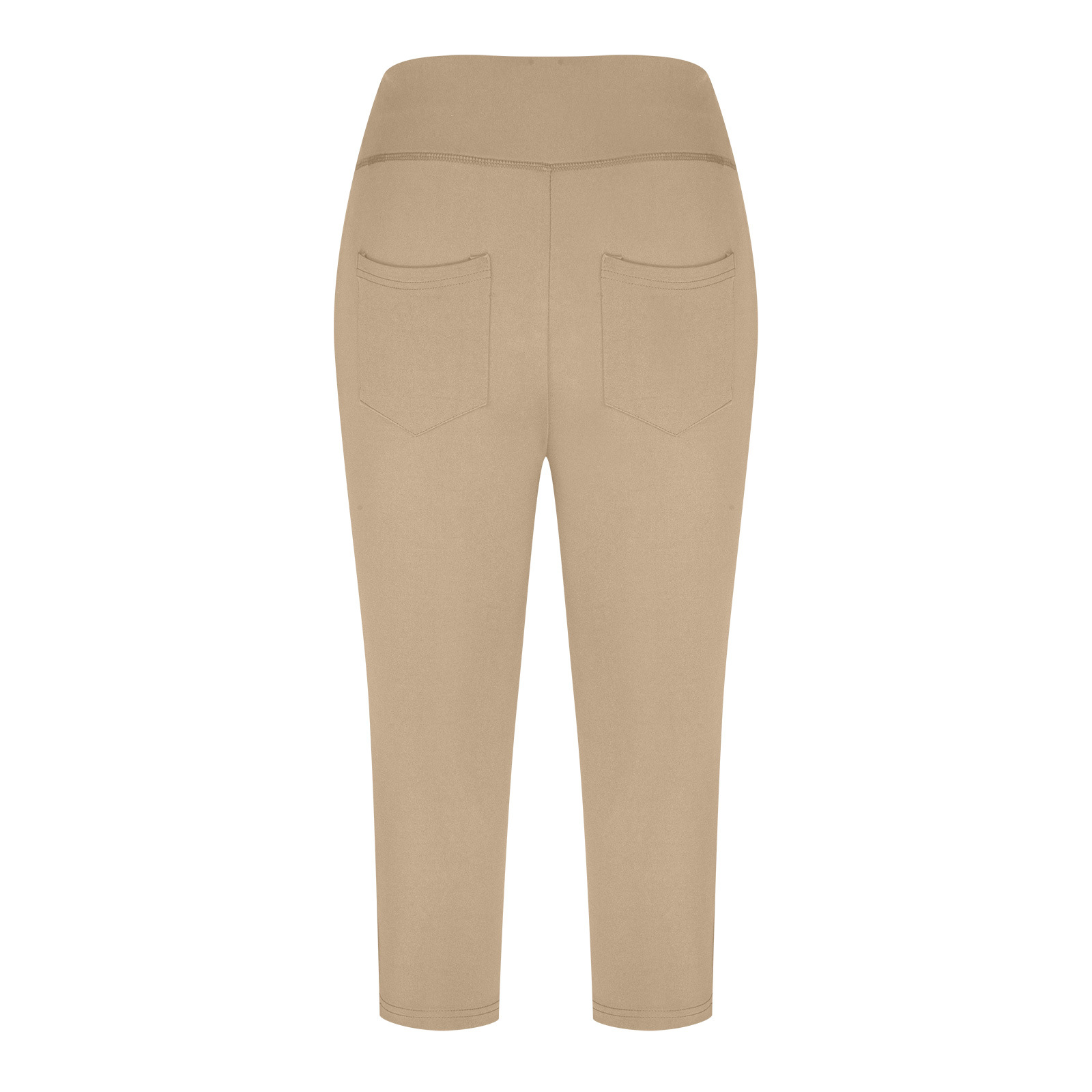 Neue Yoga-Hose für Damen, einfarbig, Vordertasche, hohe Taille, aufgesetzte Tasche hinten, Hip-Lift, Sport-Caprihose_voghion.com