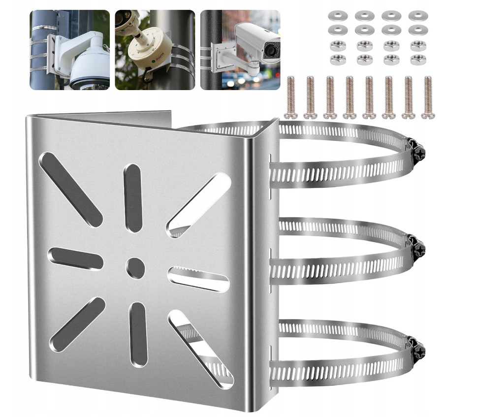 Soporte de monitoreo de acero inoxidable soporte de aro ensanchado engrosado Polo pequeño placa plana alambre Polo base image 18